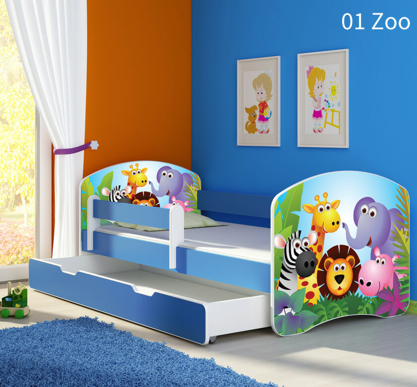 Dječji krevet Acma s motivom 160x80 cm - plava stranica + ladica