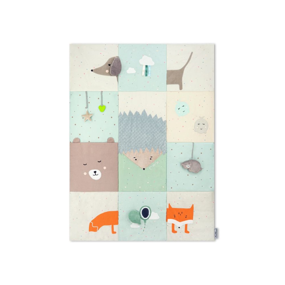 MoMi VOLPI dvostrana podloga za igru i prekrivač 120x160 cm